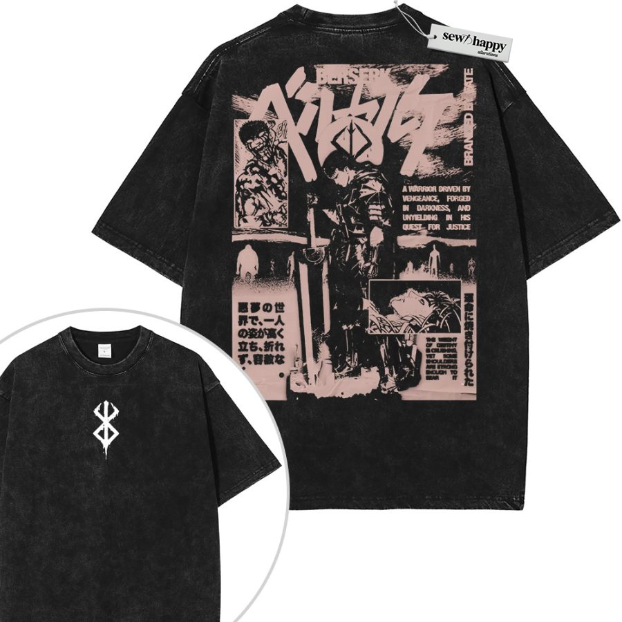 Wash Tee Guts Shirt, Berserk Shirt, Anime Shirt, Vintage T-Shirt 2-Sided