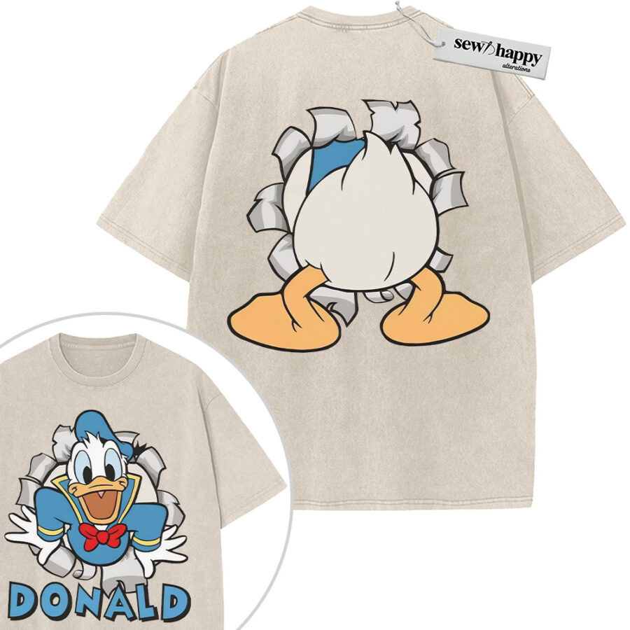Wash Tee Donald Duck Shirt, Animated Shirt, Vintage T-Shirt 2-Sided