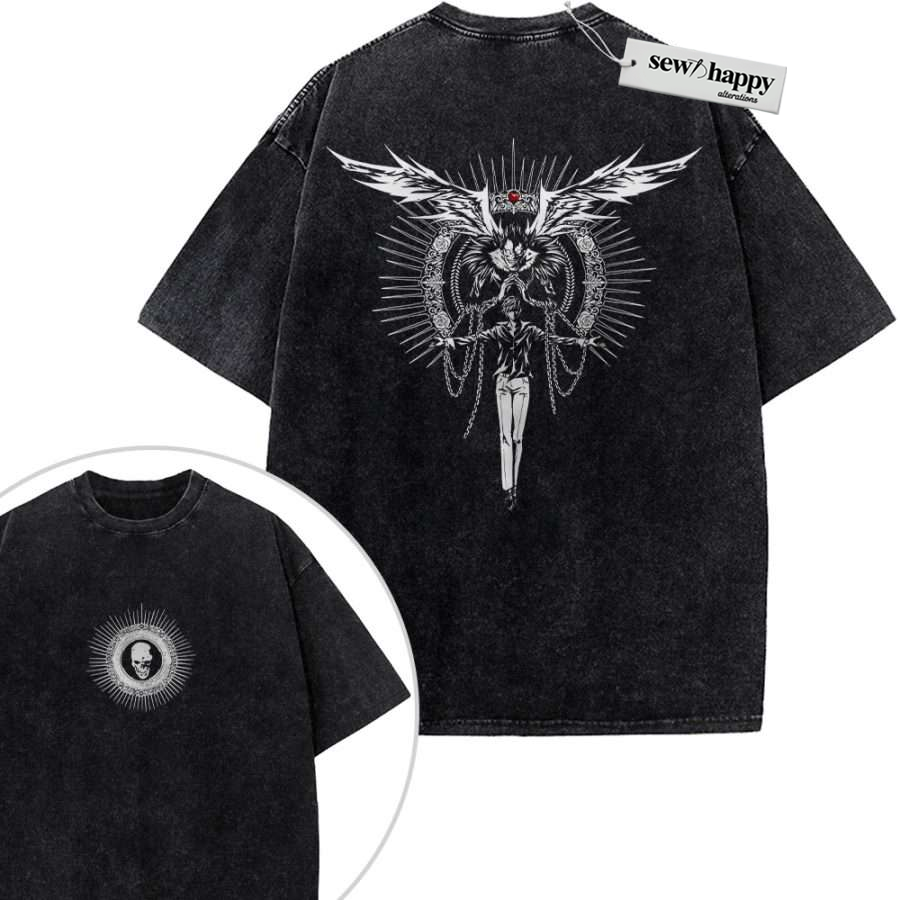 Wash Tee Ryuk Shirt, Death Note Shirt, Anime Shirt, Vintage T-Shirt 2-Sided
