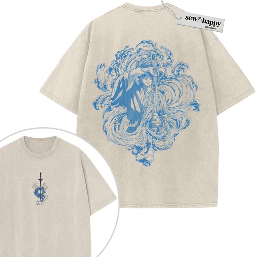 Wash Tee Tanjiro Kamado Shirt, Demon Slayer Shirt, Anime Shirt, Vintage T-Shirt 2-Sided