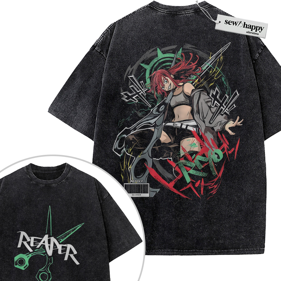 Wash Tee Riyo Reaper Shirt, Gachiakuta Shirt, Anime Shirt, Vintage T-Shirt 2-Sided