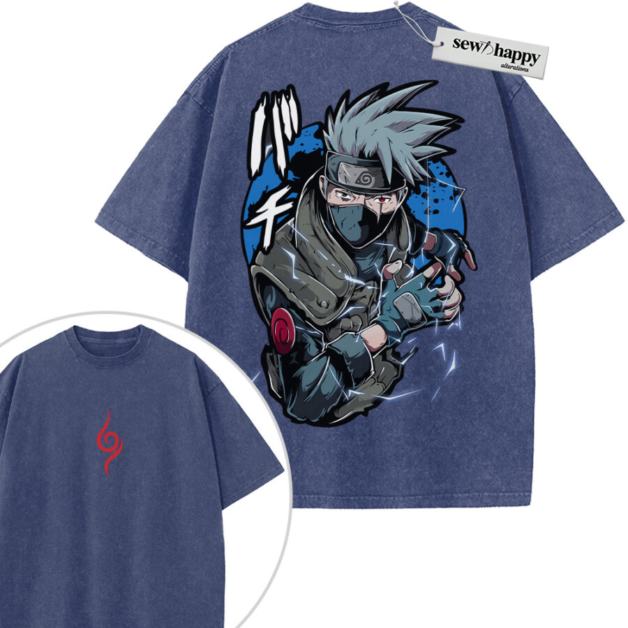 Wash Tee Kakashi Hatake Shirt, Naruto Shirt, Anime Shirt, Vintage T-Shirt 2-Sided