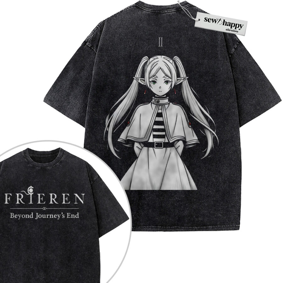 Wash Tee Frieren: Beyond Journey’s End Shirt, Anime Shirt, Vintage Tee 2-Sided