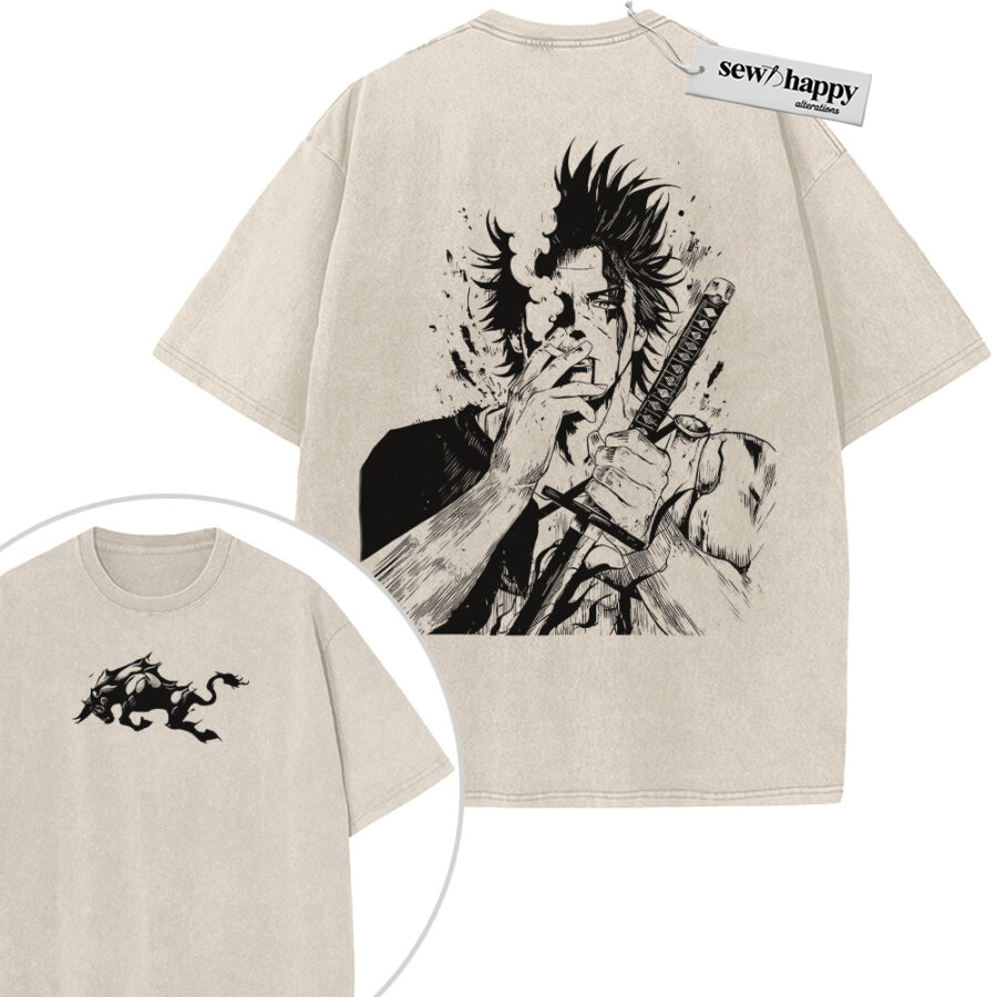 Wash Tee Yami Sukehiro Shirt, Black Clover Shirt, Anime Shirt, Vintage T-Shirt 2-Sided