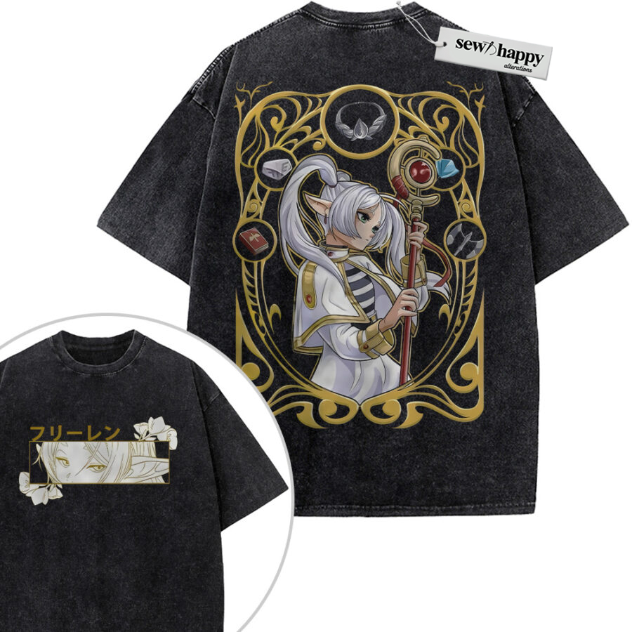 Wash Tee Frieren: Beyond Journey’s End Shirt, Anime Shirt, Vintage T-Shirt 2-Sided