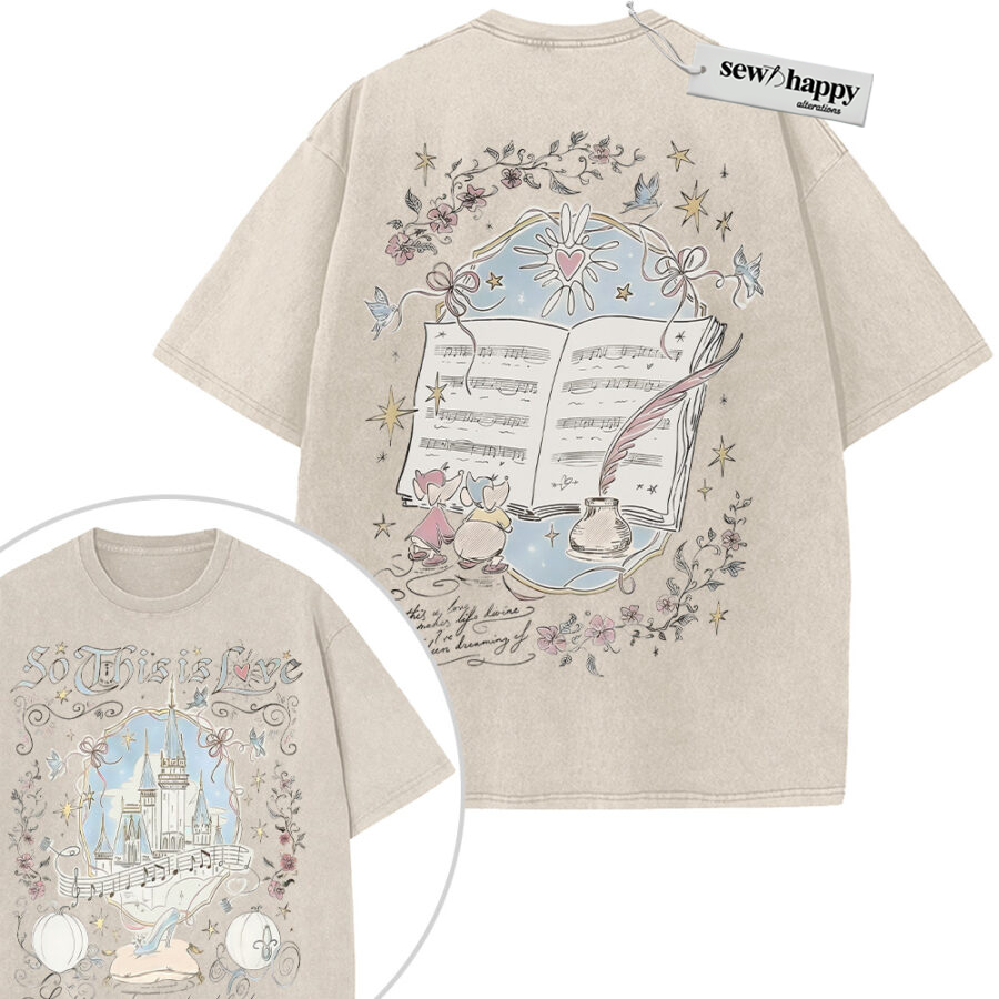 Wash Tee Cinderella Shirt, Animated Shirt, Vintage T-Shirt 2-Sided