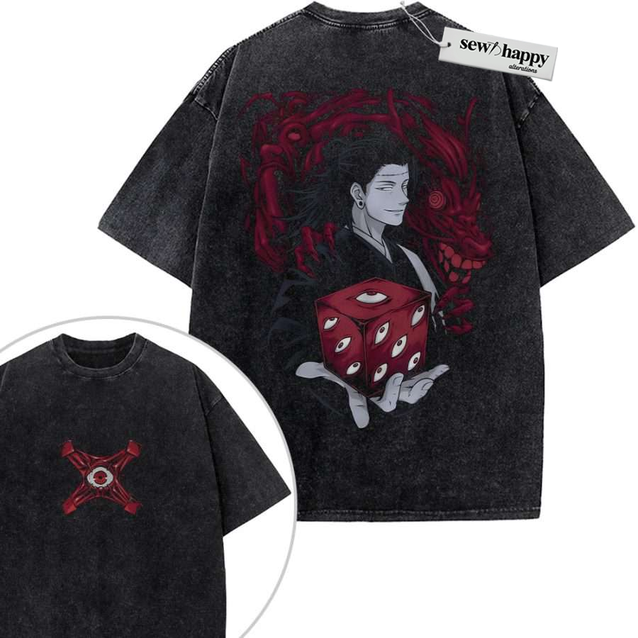 Wash Tee Kenjaku Shirt, Jujutsu Kaisen Shirt, Vintage T-Shirt 2-Sided