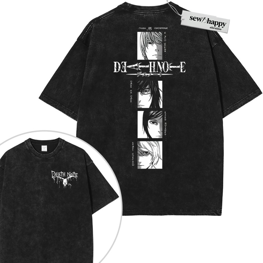 Wash Tee Death Note Shirt, Anime Shirt, Vintage T-Shirt 2-Sided